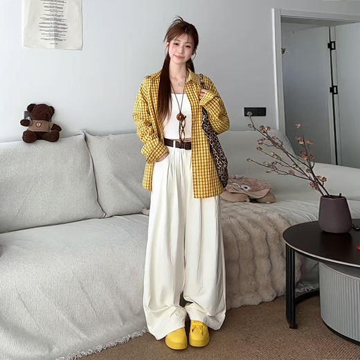 【格子+纯色衬衫可选】复古长袖衬衫   慵懒风 宽松减龄 商品图7