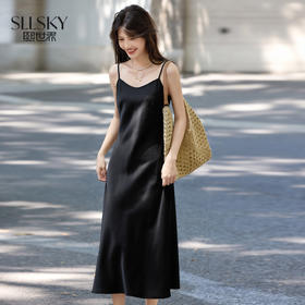 【08/06新品】熙世界法式赫本风缎面吊带裙女2025初秋新款高级感无袖小黑裙内搭