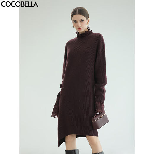 COCOBELLA设计感软糯粗针螺纹毛衣裙女秋冬针织连衣裙MZ3131 商品图0