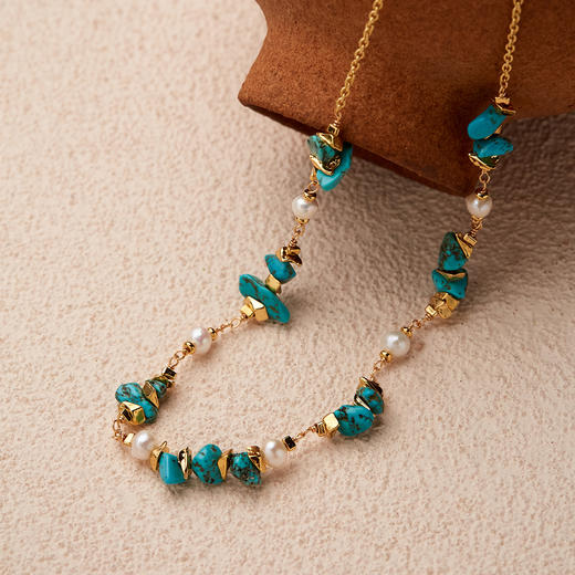 Manreya玛芮雅“矿野密契”淡水珍珠绿松项链锁骨链女精致|绿松，淡水珍珠， 长度：41+5cm 商品图1