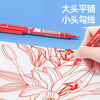 齐心(Comix)小双头记号笔/勾线笔绘画/物流油性笔/ 线幅0.5-1.5mm/红 12支/盒 MK833 商品图2