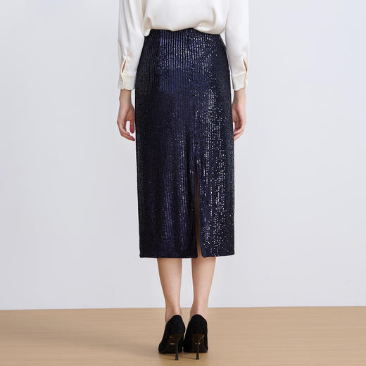 【亮片半身裙】EITIE爱特爱气质优雅复古显瘦直筒过膝2025秋新款半身群C2506806 商品图9