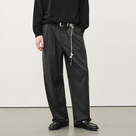 714street双褶直筒西裤男款 2025秋冬新款高级垂坠感百搭休闲裤 商品图1