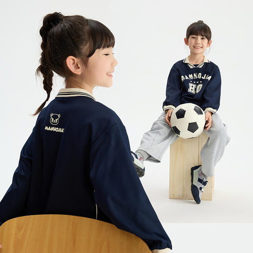 漫画家【复古V领卫衣】儿童卫衣亲肤复古做旧印花运动风卫衣 商品图1