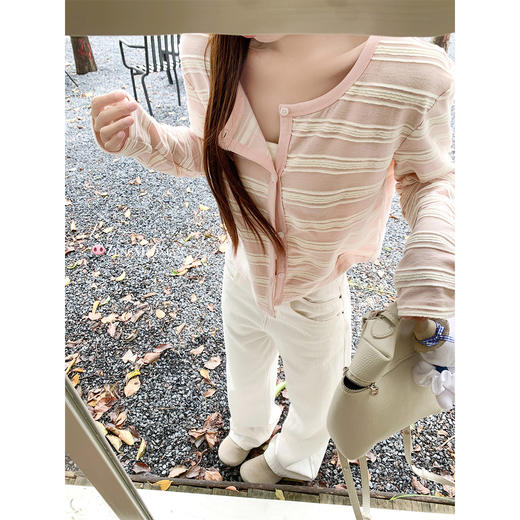 <曾小咸推荐>3.20现货秒杀 ！微信超特价！韩系条纹针织开衫 日常119.99 立减60 秒杀59.99！！ 商品图1