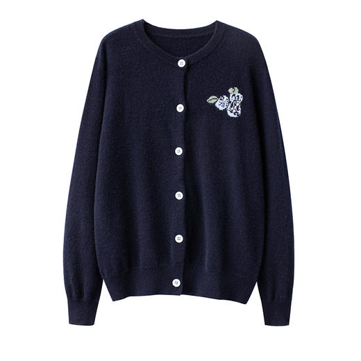 S·Y·C【E家蓝莓】100纯山羊绒圆领开衫外套毛衣女CYR240198 商品图2