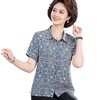 W592-2819-70-88中老年女夏装衬衣妈妈款短袖衬衫仿真丝仿桑蚕丝小个子短款上衣薄 商品缩略图4