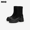 MIO米奥弹力靴袜靴圆头高跟增高厚底瘦瘦靴短靴女靴M255625039 商品缩略图2
