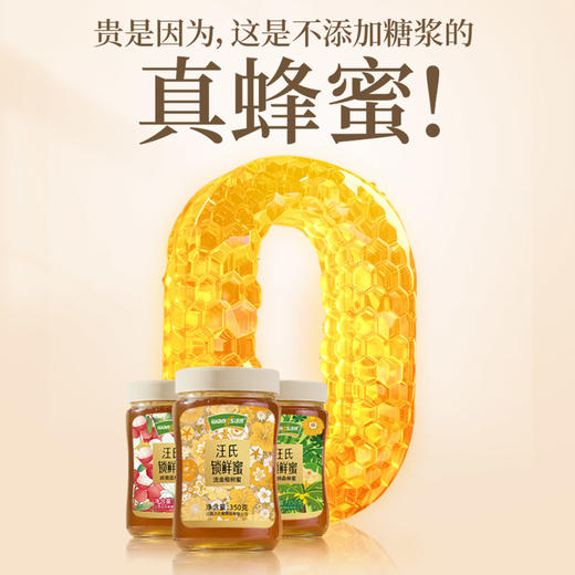 【汪氏】锁鲜蜜礼盒流金椴树蜜350g+岭南荔枝蜜350g+版纳森林蜜350g节日送礼高端 商品图3
