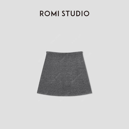 ROMI STUDIO“简约日常”灰色花纱镂空抽绳A字半身短裙 RWCRXZ3713 商品图1