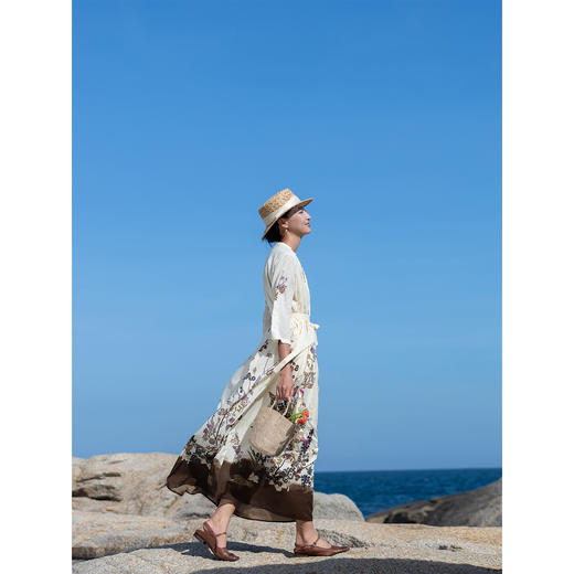 牧衣游原创印花100支进口比马棉连衣裙新款轻薄文艺宽松长裙 云织 商品图1