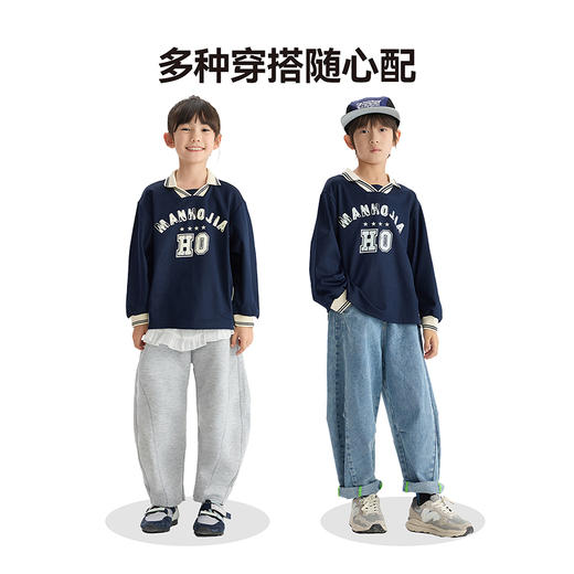 漫画家【复古V领卫衣】儿童卫衣亲肤复古做旧印花运动风卫衣 商品图3