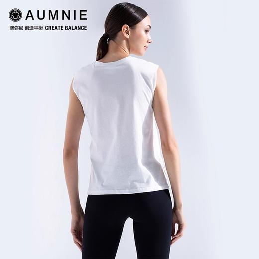 AUMNIE澳弥尼条形LOGO高低背心瑜伽运动健身显瘦高强度上衣 商品图3
