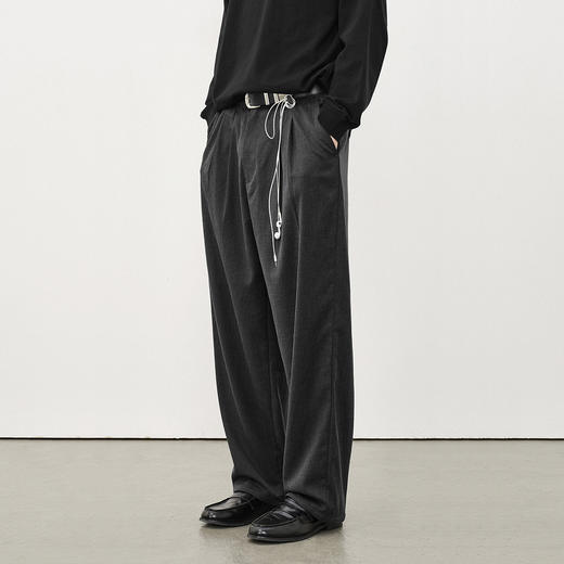 714street双褶直筒西裤男款 2025秋冬新款高级垂坠感百搭休闲裤 商品图0