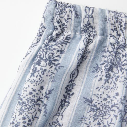 ROMI STUDIO 100%苎麻复古印花松紧抽绳浅蓝色休闲短裤RWCRX84292 商品图3