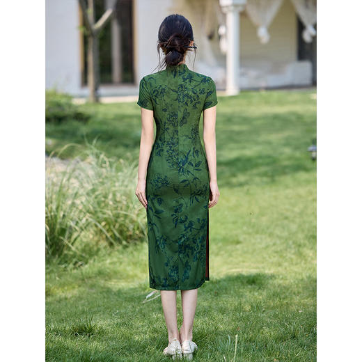 ＬＳＢ3915绿色旗袍2025年新款年轻款气质中国风复古改良新中式连衣裙女夏季 商品图4