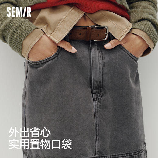 [商场同款]森马牛仔半身裙女做旧A字裙潮酷2025秋季新款辣妹短裙 商品图1