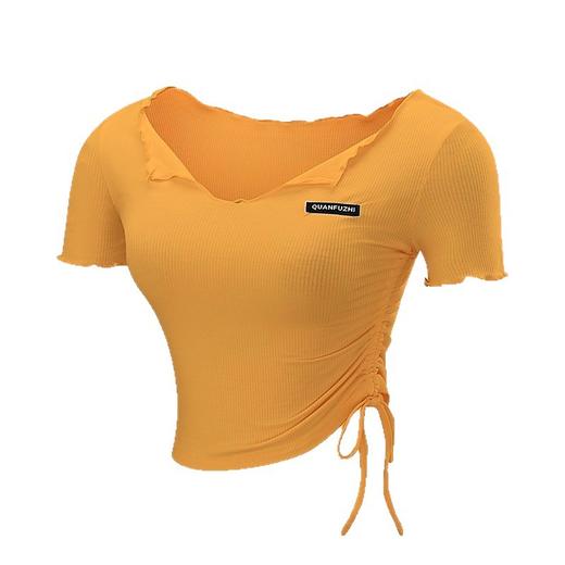 【147元任选3件】跃牌【蚂蚁运动】系列 露脐性感运动上衣弹力紧身短款绑带瑜伽服T2587（活动产品，收货7天内支持退换） 商品图4