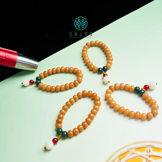 D菩提单圈-老料黄菩提根莲花算盘珠10#9D 商品图0