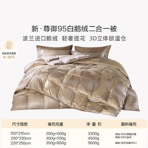 罗莱家纺轻奢提花波兰进口95白鹅绒冬被二合一被 二合一被 200cm*230cm 商品图4