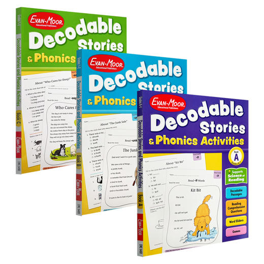 Evan-Moor Decodable Stories & Phonics Activities Book A-C 解码故事与自然拼读 3册套装 幼儿园至二年级 美国教辅evanmoor 商品图1