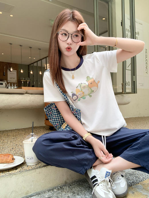 <曾小咸推荐>现货秒杀！卖完不补 ！微信打折价！韩系趣味撞色短袖 日常109.99 立减50 秒杀59.99！ 商品图11