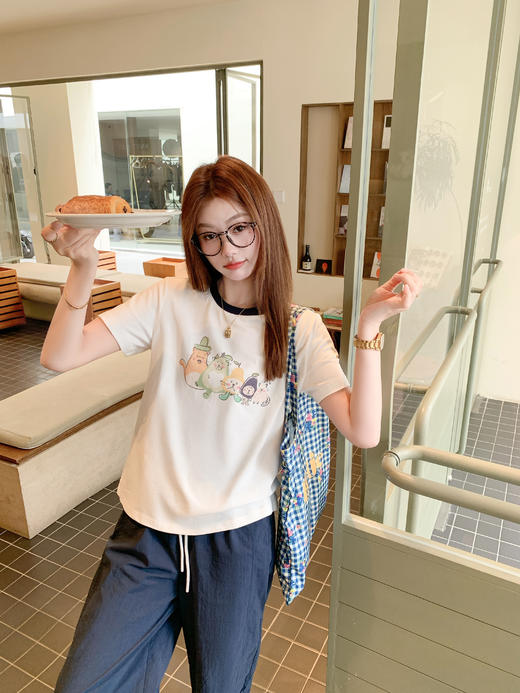 <曾小咸推荐>现货秒杀！卖完不补 ！微信打折价！韩系趣味撞色短袖 日常109.99 立减50 秒杀59.99！ 商品图9