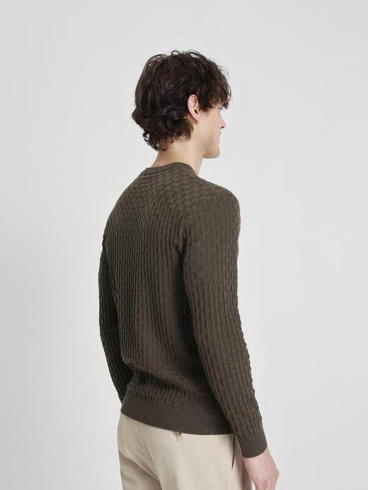 callisto橄榄绿巴素兰羊毛棋盘格提花毛衣 商品图3