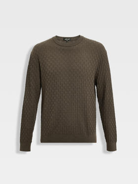 callisto橄榄绿巴素兰羊毛棋盘格提花毛衣