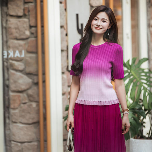 【林栖设计小店】【林栖推荐】【现货】渐变度假修身气质2025早秋新款多色上衣女N1953302 商品图2