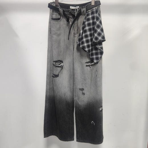 ZGS高腰渐变破洞格子挂件阔腿裤50613 夏季 083872710029 商品图1