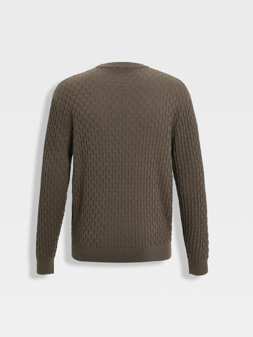 callisto橄榄绿巴素兰羊毛棋盘格提花毛衣 商品图1