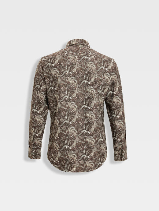 callisto雪茄棕佩斯利花纹双面印花休闲衬衫 商品图1