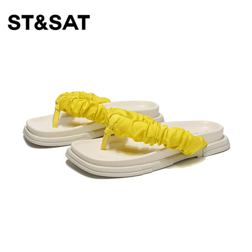 星期六多彩褶皱夹趾厚底拖鞋SSD2110T94 商品图11