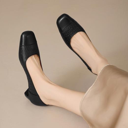 【预售5天】百搭好穿经典方头复古，简约浅口中跟单鞋MBJR&6945 商品图1