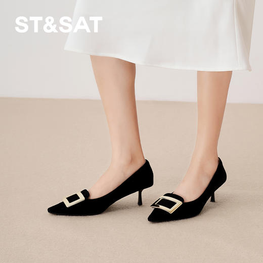 星期六焦糖棕金属方扣细高跟SSD3111112 商品图7