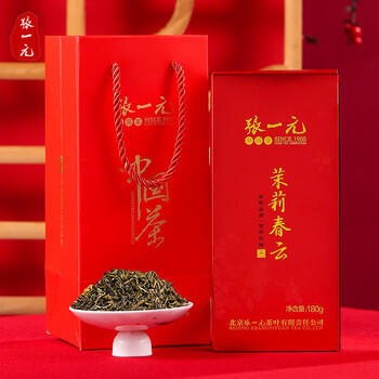 张一元茶叶茉莉花茶春云180g配手提袋 二级浓香 国潮风年货礼盒送礼礼赠 /水饮冲调 /茗茶 /茉莉花茶 商品图0