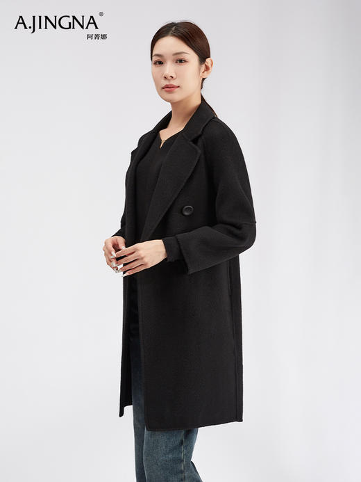 【商城同款】阿菁娜冬季新款高级感精裁廓形中长款羊驼毛大衣F30D211025 商品图8