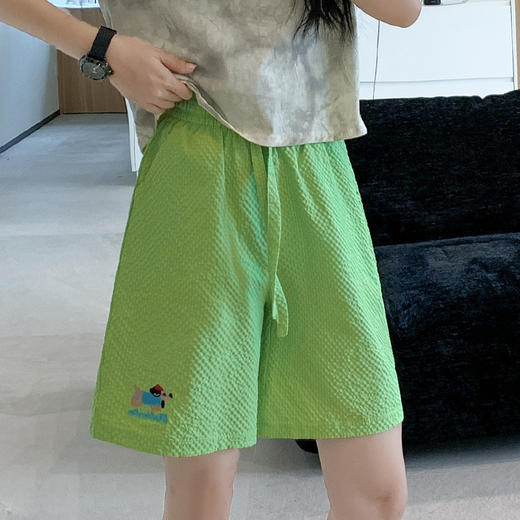 【YW】无忧购韩版泡泡纱显瘦细格小狗刺绣短裤H-1900（截单后3-5天发货） 商品图6