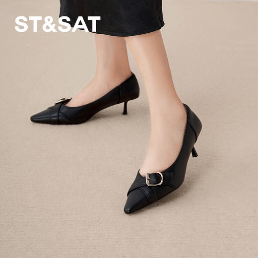 【职场必备】星期六金属方扣尖头细高跟SSD3111095 商品图6