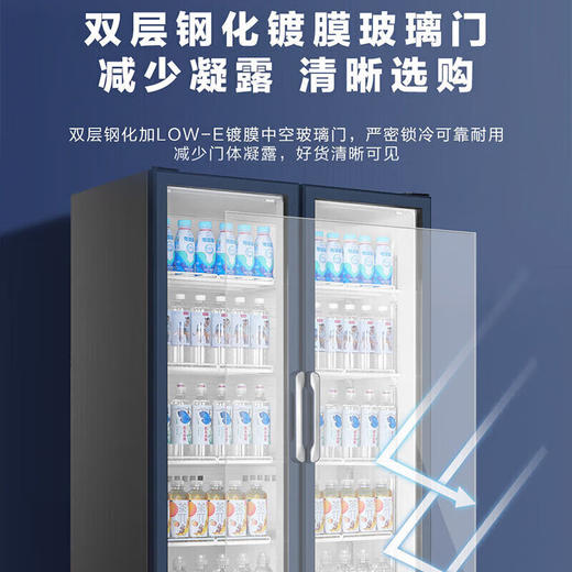 海尔（Haier）【旗舰新品】展示柜冷藏风冷无霜保鲜柜商用立式冰柜透明玻璃门冷柜超市便利店饮料啤酒 SC-650两门625L 商品图5