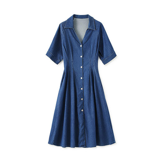 「高货wl」全新升级【铂金会员349/天猫469/差价120】(51757)洛诗琳优雅气质复古连衣裙2025夏季收腰V领莱赛尔牛仔裙女 商品图4