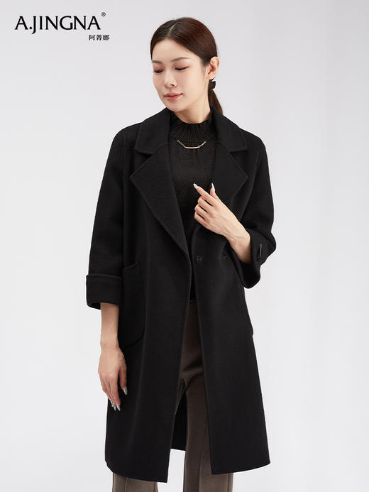 【商城同款】阿菁娜复古高级感廓形羊毛大衣F30D211073 商品图2