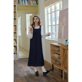 SimpleRetro经典减龄百搭A字牛仔背带裙女