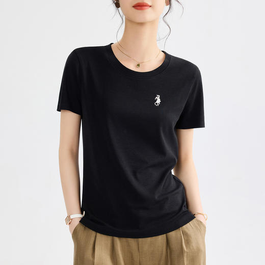 「自j」全新升级【铂金会员119/天猫159/差价40】(13326)洛诗琳天丝莱赛尔小马刺绣t恤2025夏季新款凉感百搭上衣女 商品图3