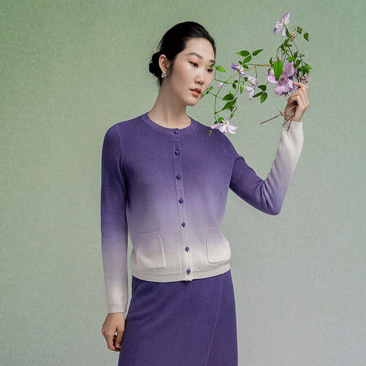 【林栖设计小店】生活在左渐变毛织外套度假修身气质2025早秋新款多色开衫上衣女1953271 商品图1