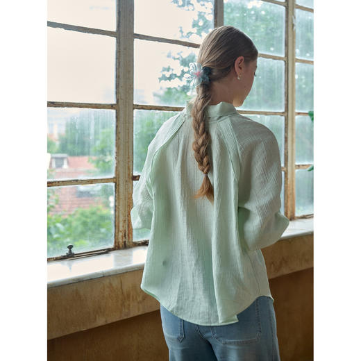 SimpleRetro天丝羊毛法式慵懒两穿长袖衬衫 商品图2