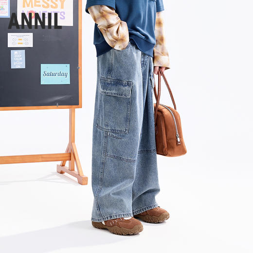 【实体店同款】男童全腰梭织牛仔单裤秋季新款安奈儿童装AB536111 商品图1