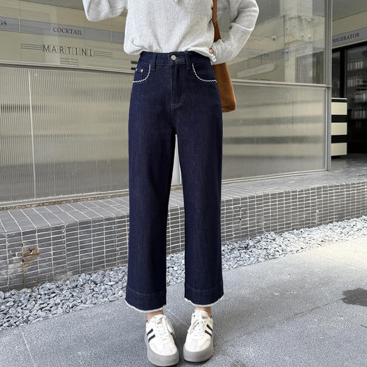 早秋必入神裤！烟管牛仔裤女2025新款高腰直筒宽松显瘦法棍九分裤！ 商品图6