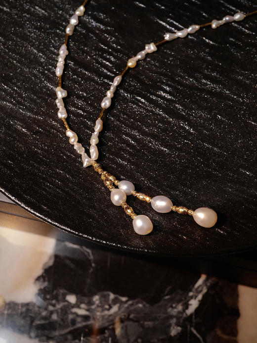 巴洛克18K金 垂落流苏吊坠巴洛克珍珠项链(3-5天左右) 商品图1